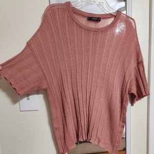 MANGO Pink Button Knit See Through Blouse